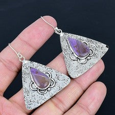 Pendiente de joyería de plata esterlina 925 hecho a mano con piedras...