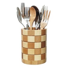Soporte para cubiertos de bambú, organizador de cubiertos, soporte para utensilios para cocina8543