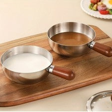 Ergonomische Bratpfanne mit Holzgriff aus Edelstahl f??r die K??che