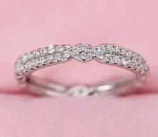 Nuevo Anillo Apilable Minimalista Plata S925 con Joyas y Detalle Girado Todas las Tallas