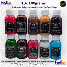 Juego 10x 100g Arabic Musk Tahara, Aceite Perfume Alta Calidad 1kg مسك الطهارة أسود
