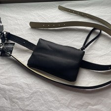 Bolso Desmontable Mujer Stone Mountain Cuero Negro Doble Cinturón Talla M 38/40