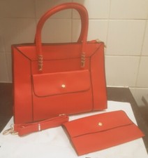 Bolso de mano para mujer Bolso de trabajo Bandolera Cuero PU Medio Hombro Rojo.
