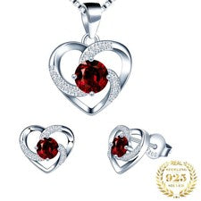 Conjunto de joyas para mujer de plata de ley 925 corazón collar pendientes colgante regalo