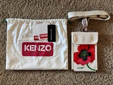 Kenzo Floral Amapola Bordada Mini Bandolera Bolso Lateral Teléfono Bolsa Lona Nuevo