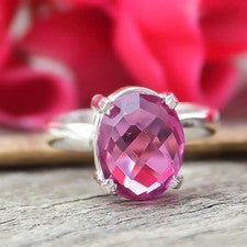 Anillo de joyería hecho a mano de plata de ley 925 con piedras preciosas de kuncita rosa regalo para