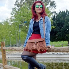 Bolso de cuero auténtico hecho a mano piel genuina para mujer moda color camel