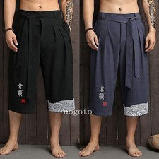 Pantalones Cortos Para Hombre Pantalones Yukata Kimono Japonés Sueltos Étnico Estilo Vintage