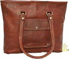 Bolso de hombro de cuero marrón genuino de 12 "X 16" para mujer