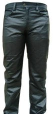 Pantalones de mezclilla perforados de verano con flujo de aire de cuero genuino para hombre estilo cinco bolsillos