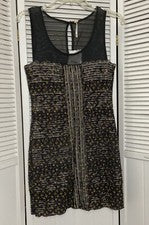 Mini Vestido Free People Mujer S Gris Floral Sin Mangas Bodycon Volantes Elástico