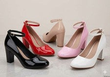 Zapatos de tacón ancho unisex para mujer zapatos de salón con correa al tobillo talla grande 9-12