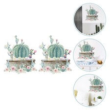 2 pegatinas de pared decorativas calcomanías de pared de cactus pegatinas de PVC para habitación de hogar
