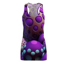 Vestido para mujer espalda deportiva estampado por todas partes lunares psicodélicos colorido divertido retro