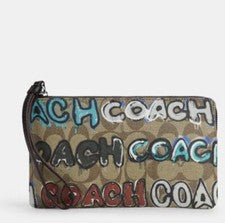 Muñequera Coach X nueva con etiquetas + Serf grande con cremallera en esquina en lona exclusiva CM673