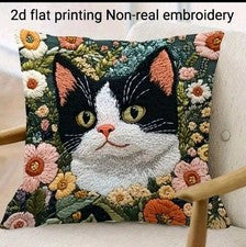 1 X Hermosas Fundas de Cojín para Gato Blanco Negro Cojines Decorativos Dispersos