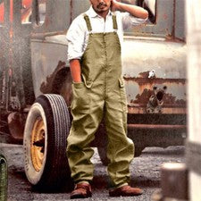 Pantalones cargo sueltos de talla grande para hombre, pantalones con tirantes informales estilo retro, monos
