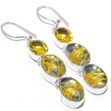 Pendiente de joyería de plata esterlina 925 hecho a mano con piedras preciosa...