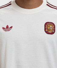 Adidas España Fútbol Retro Equipo 3 Rayas Blanco Originales Camiseta Ajustada Hombre Talla