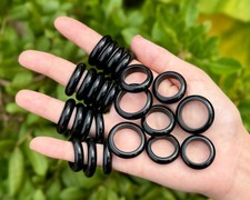 Anillo de obsidiana negra, joyería de cristal de piedras preciosas de obsidiana - Elige el tamaño