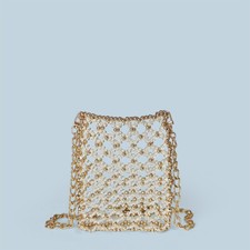 Nuevo Bolso Bandolera Para Mujer Informal Diseño Metálico Hueco Brillante