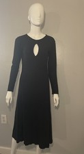 Vestido Joie RIBERA para mujer pequeño ojo de cerradura L/S tejido acanalado negro midi línea A nuevo con etiquetas $178