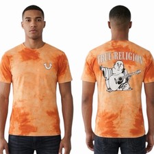 $79 TRUE RELIGION Naranja BUDDHA TIE DYE Manga Corta Diseñador Gráfico Camiseta