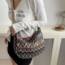 Bolso Bandolera Para Mujer Bordado Estilo Étnico Lona Bohemio Bolso de Mano Universidad