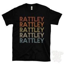 CAMISETA ESTILO RETRO REPETIDO RATTLEY Hombre y Mujer Novedad Genial Nombre Regalo