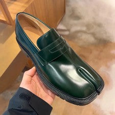 Tabi Zapatos Mocasines Hombres Punta Dividida Planos Informales Mujer Estilo Británico Botas de Cuero