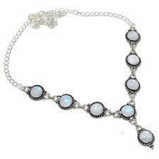 Collar de joyería de plata de ley 925 con piedras preciosas de luna tamaño 18" para regalo