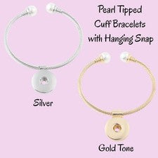 Pulseras de puño con punta de perlas para colgar a presión de 18/20 mm