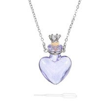 Collar Vial, Acero Inoxidable Vidrio Corazón Perfume Botella 39.5mm, Púrpura