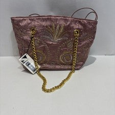 Bolso de Hombro J. Renée Bordado Malva De Colección Costuras Doradas y Metálicas Tono Dorado