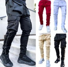 Pantalones de chándal de carga informales para hombre ropa de calle pantalones elásticos de bolsillo