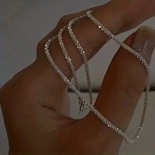 Collar de plata de ley 925 para mujer - cadena delgada de 2 mm
