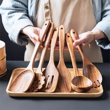 Juego de espátulas de cocina para girar y mezclar fácilmente con cuchara de madera vajilla