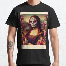 Camiseta Clásica Estilo Santa Muerte Mona Lisa MEJOR VENDIDA