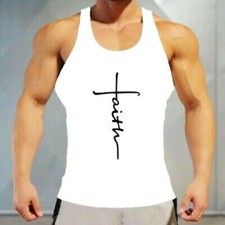 Camiseta Hombre Cruz Cristiana Gráfico Blanco Sin Mangas Moda Suave Camiseta Informal