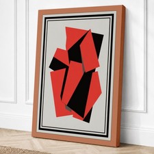 Formas angulares en lienzo geométrico rojo impresión arte de pared decoración del hogar listo para colgar