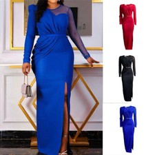 Ropa formal para mujer manga larga moda talla grande vestido malla costuras
