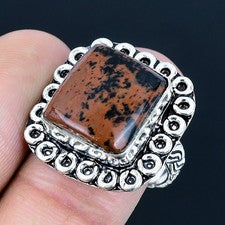 Anillo de joyería de plata esterlina 925 hecho a mano con piedras preciosas d...