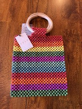 Nuevo con etiquetas Mini Bolso de Mano Lulu NYC Con Cuentas Artesanal Arco Iris Resort Crucero Boho