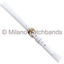 Correa de reloj Speidel de 12 mm de grano de lagarto blanco de cuero genuino sin coser para damas