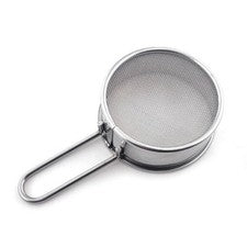 Colador de harina de acero inoxidable de mano para tartaletas colador hornear cocina Gadg 11.5 * 6.5 * 2.3 cm