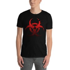 Camiseta Unisex Manga Corta Estilo Grunge Símbolo Peligro Bio Rojo