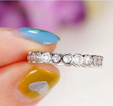 ANILLO APILABLE DELICADO BRILLANTE PEQUEÑO ATRACTIVO PLATA GENUINA TALLA 56 VENTA