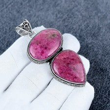 Colgante de rodonita colgante de plata de ley 925 piedras preciosas de rodonita hecho a mano regalo