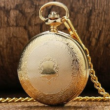 Retro Lujo Mecánico Cuerda Manual Dorado Reloj Bolsillo Colgante Collar Cadena