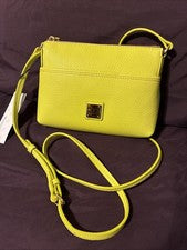 Bolso Bandolera Dooney & Bourke Jengibre Cuero Guijarro Amarillo Neón Nuevo con Etiquetas